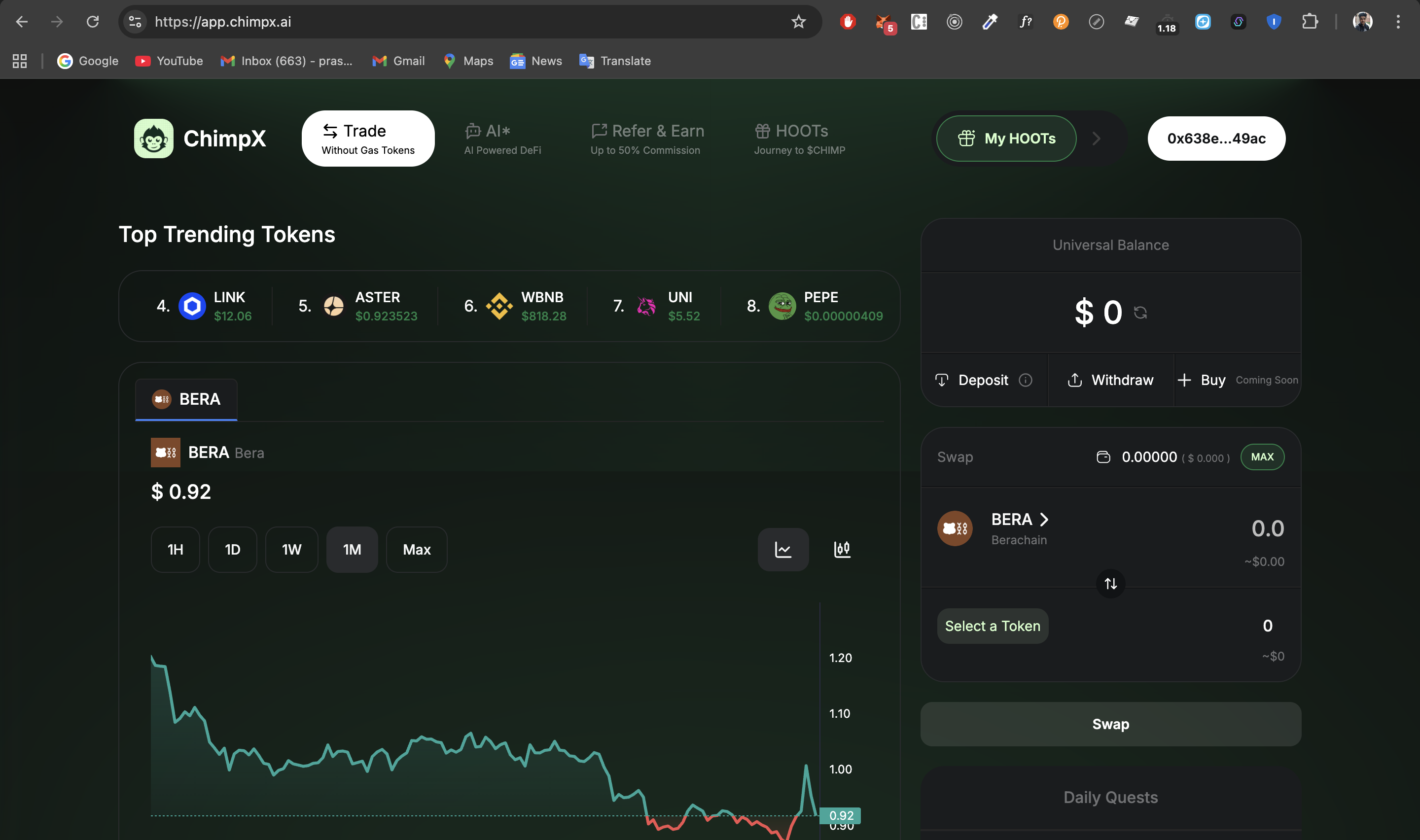 Chimpx.ai - Gasless DEX Aggregator